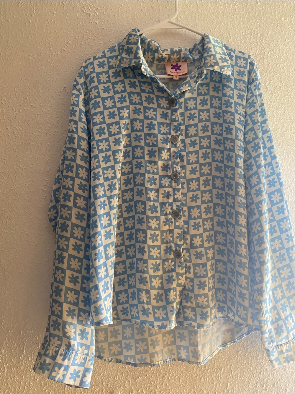 Lisa Says Gah Blue Printed Wide-Leg PJ’s - Picture 5 of 6